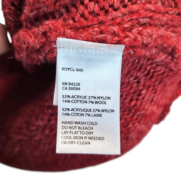 Royal Robbins Wool Blend Zip Cardigan XL Cranberry Cable Knit Cabincore Casual - Picture 14 of 14